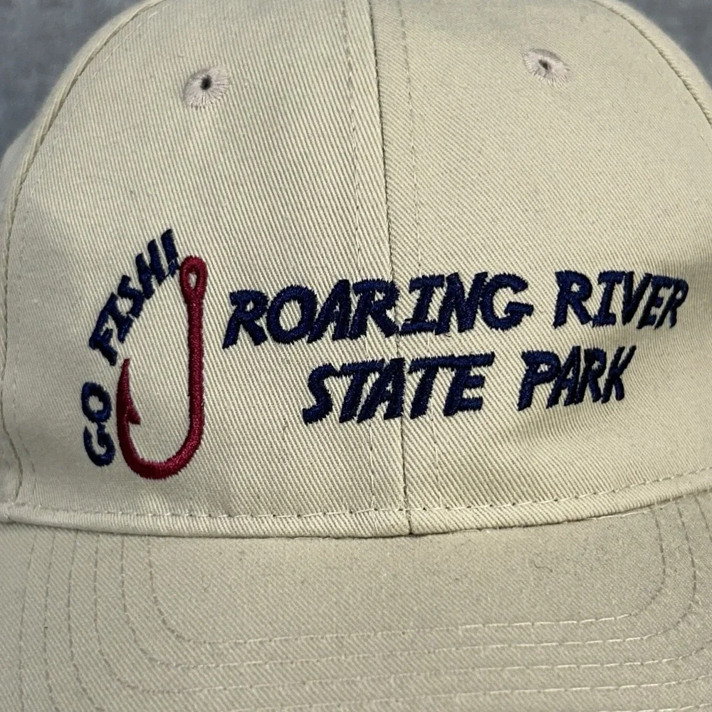 Roaring River State Park Fish Hook Hat Child Khaki Adjustable Strapback Cap